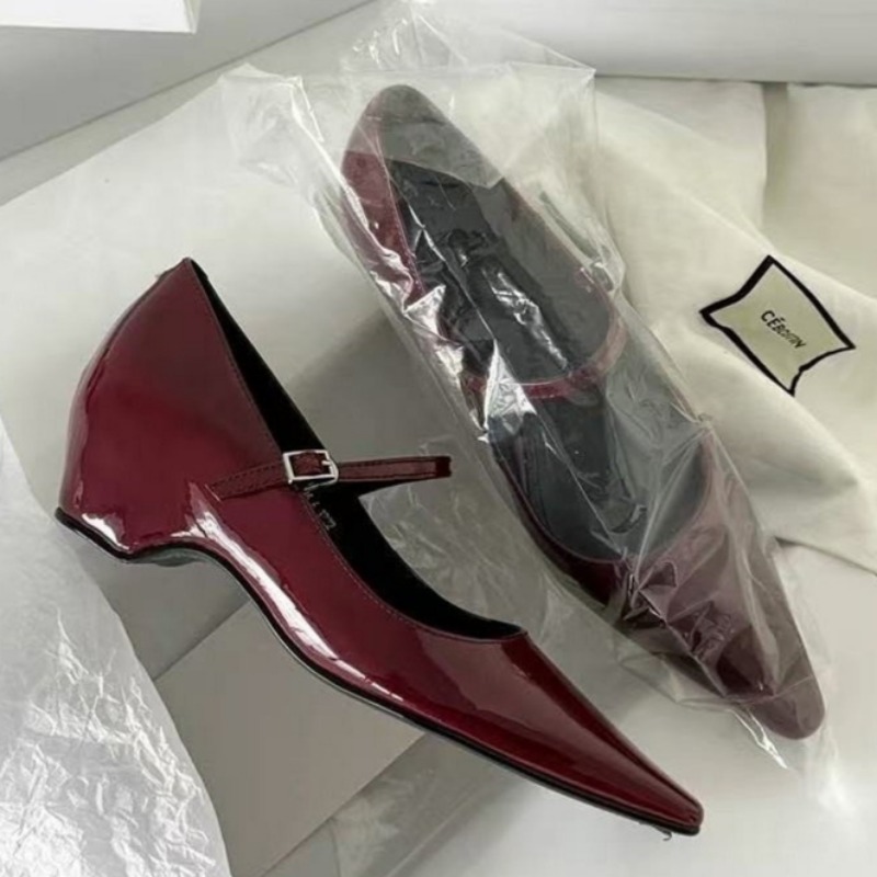 Dress Shoe Pointed - 2026 新着甘いエレガントな靴女性ウェッジヒールメアリージェーンシューズポインテッドトゥ婦人靴メタルバックルトリムサンダル 5413
