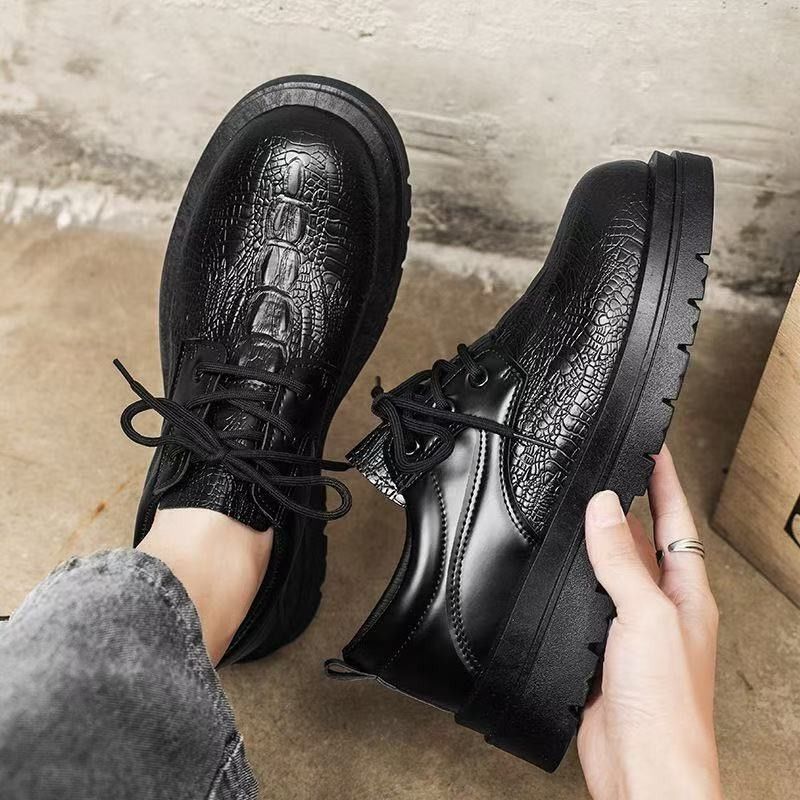 Loafer Slip On Men - メンズブリティッシュスタイルローファー身長アップシューズ厚底PUレザービジネスカジュアルスリッポンシューズ