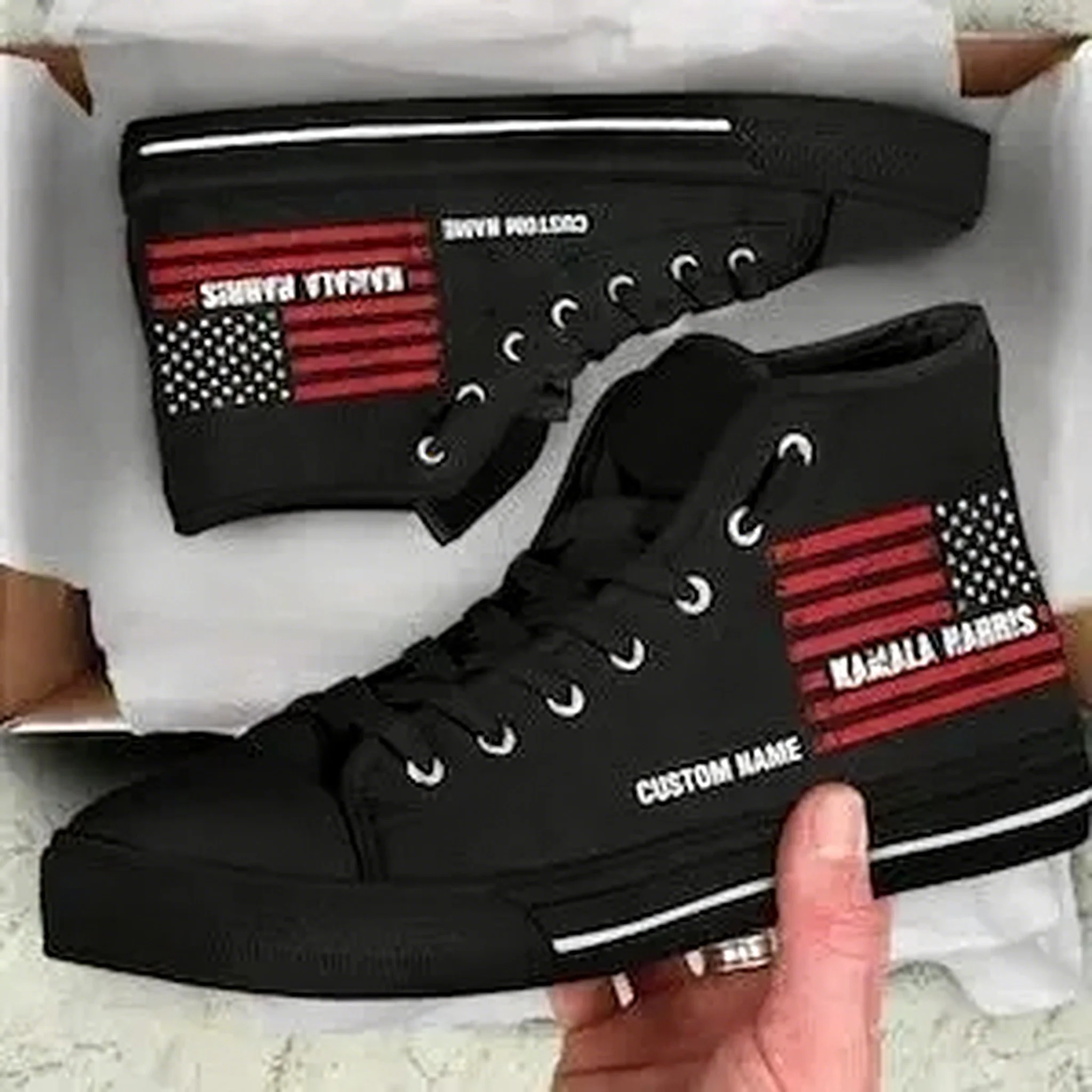 Men Shoes Name - 選挙カスタム名ハイカットスニーカー高品質メンズレディースティーンエイジャーキャンバススニーカーカジュアルカップルシューズカスタムシューズ
