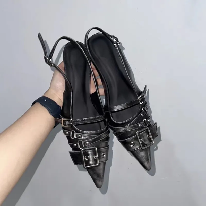 Dress Shoe Pointed - ポインテッドトゥハイヒール レディース ベルトバックル付き バオトウ コールドスリッパ 2025