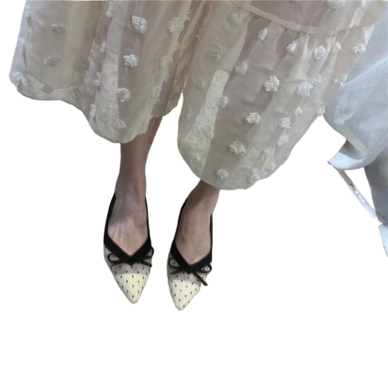 Dress Shoe Pointed - 2026年夏新作 水玉模様 シングルシューズ エアメッシュ ポインテッドトゥ バタフライノット