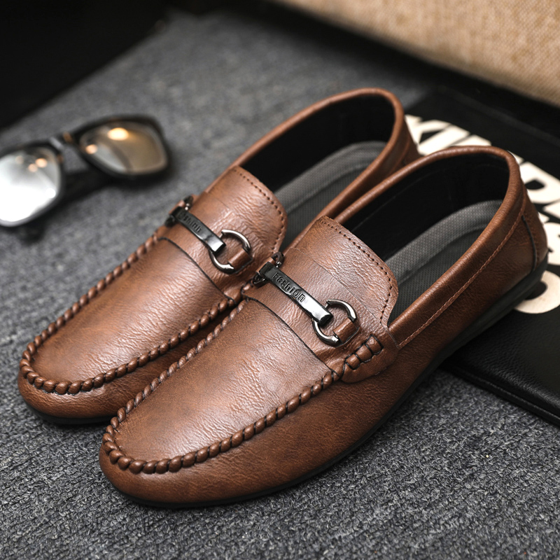Loafer Slip On Men - 英国スタイルのメンズローファー快適な革製カジュアルシューズ男性用モカシン軽量滑り止めドライビングシューズ男性スリッポンシューズ