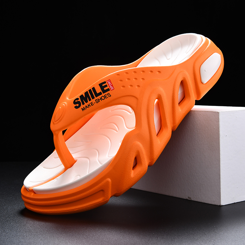 Men'S Shoes Daily Use - 夏オレンジプラットフォームスリッパ男性快適なソフトメンズビーチサンダル屋外ビーチシューズ男性 Eva カジュアルスリッパ chanclas hombre