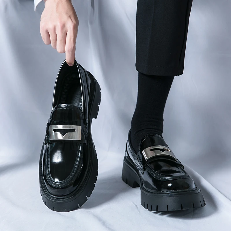 Men Shoes Prada - プラットフォーム新メンズドレスレザーシューズハイクラシック快適なポインテッドトゥレースアップビジネスシューズファッションカジュアルウェディングパーティー