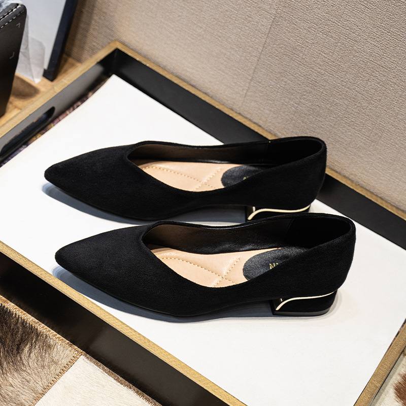 レディース ポインテッドトゥ シンプルチャンキーヒール スエ - Dress Shoe Pointed のレビューと価格