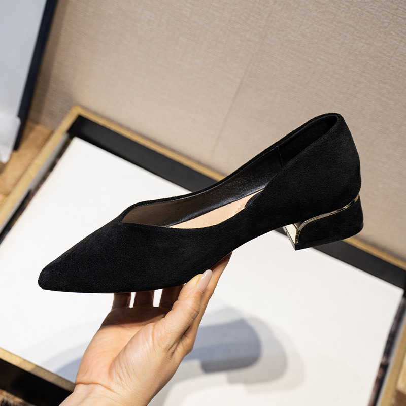 レディース ポインテッドトゥ シンプルチャンキーヒール スエ - Dress Shoe Pointed のレビューと価格