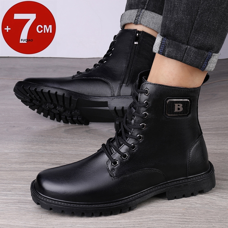 メンズ本革エレベーターブーツ 冬用暖かい裏地付きジップアップ - Men'S Shoes Daily Use のレビューと価格
