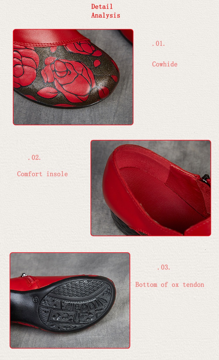 女性用本革エスニックパンプス レッドローズフローラルプリント - Loafer Slip On Men のレビューと価格