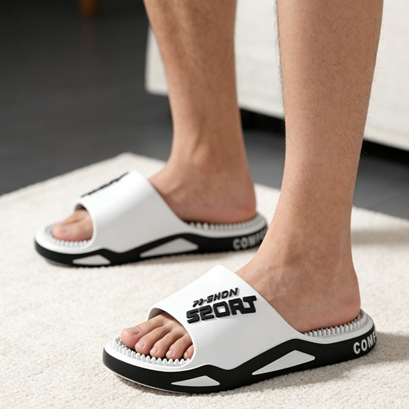 新しいメンズスリッパ、マッサージスリッパ、夏用フラットサンダ - Men'S Shoes Daily Use のレビューと価格