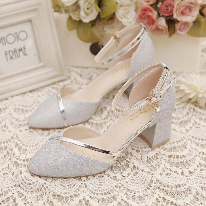 レディース グリッター チャンキーブロックヒール パンプス  - Dress Shoe Pointed のレビューと価格