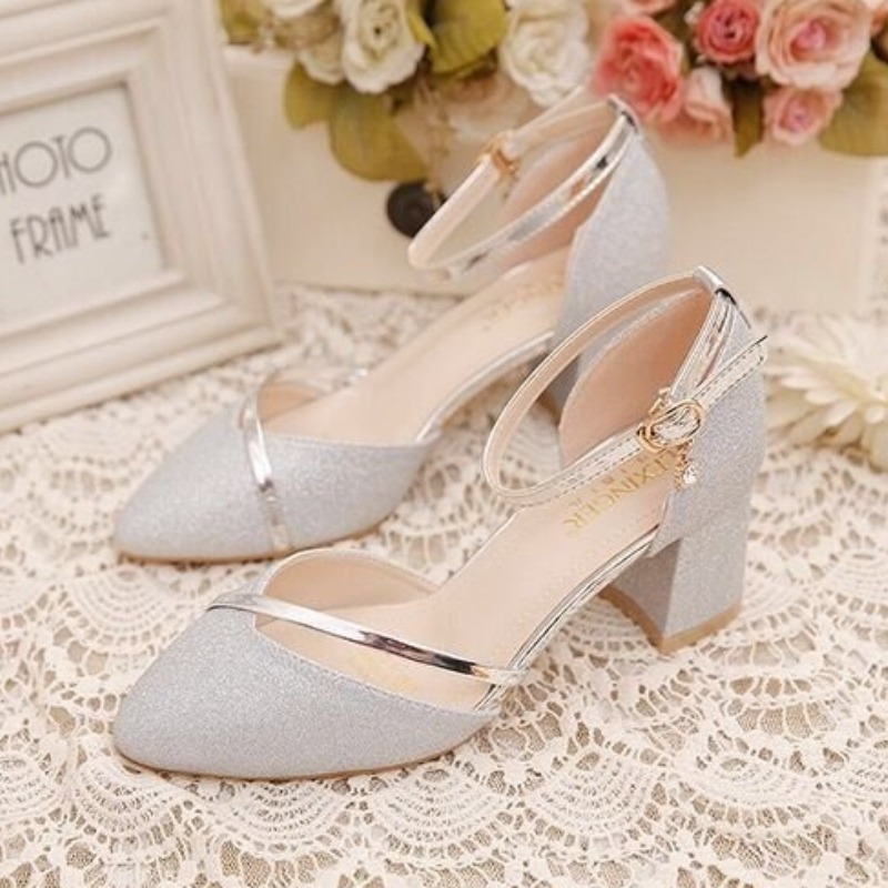 レディース グリッター チャンキーブロックヒール パンプス  - Dress Shoe Pointed のレビューと価格