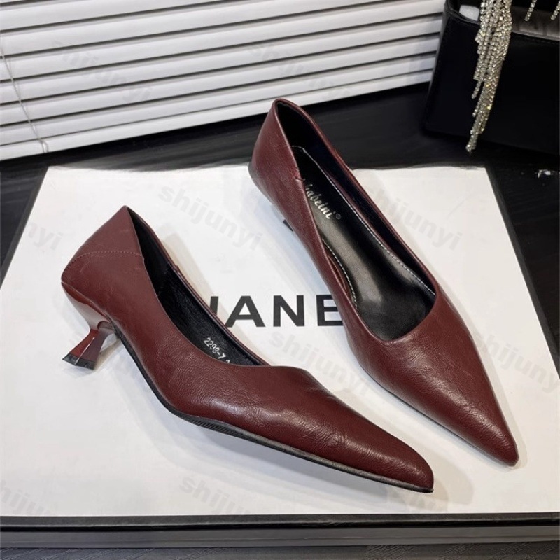 女性のハイヒールパテントレザー尖ったエレガントなフレンチセク - Dress Shoe Pointed のレビューと価格