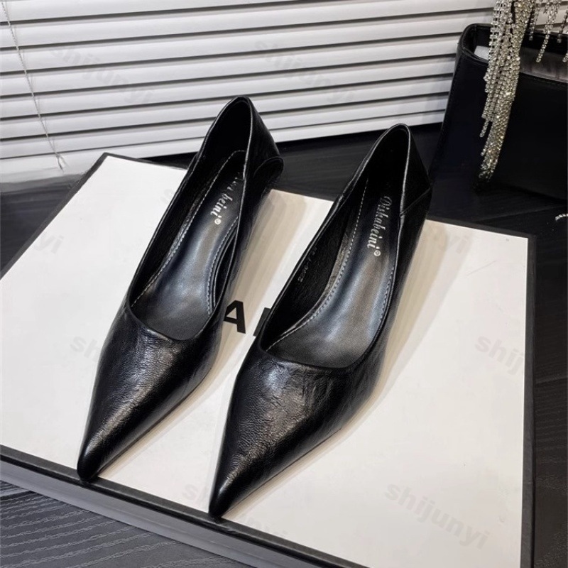 女性のハイヒールパテントレザー尖ったエレガントなフレンチセク - Dress Shoe Pointed のレビューと価格