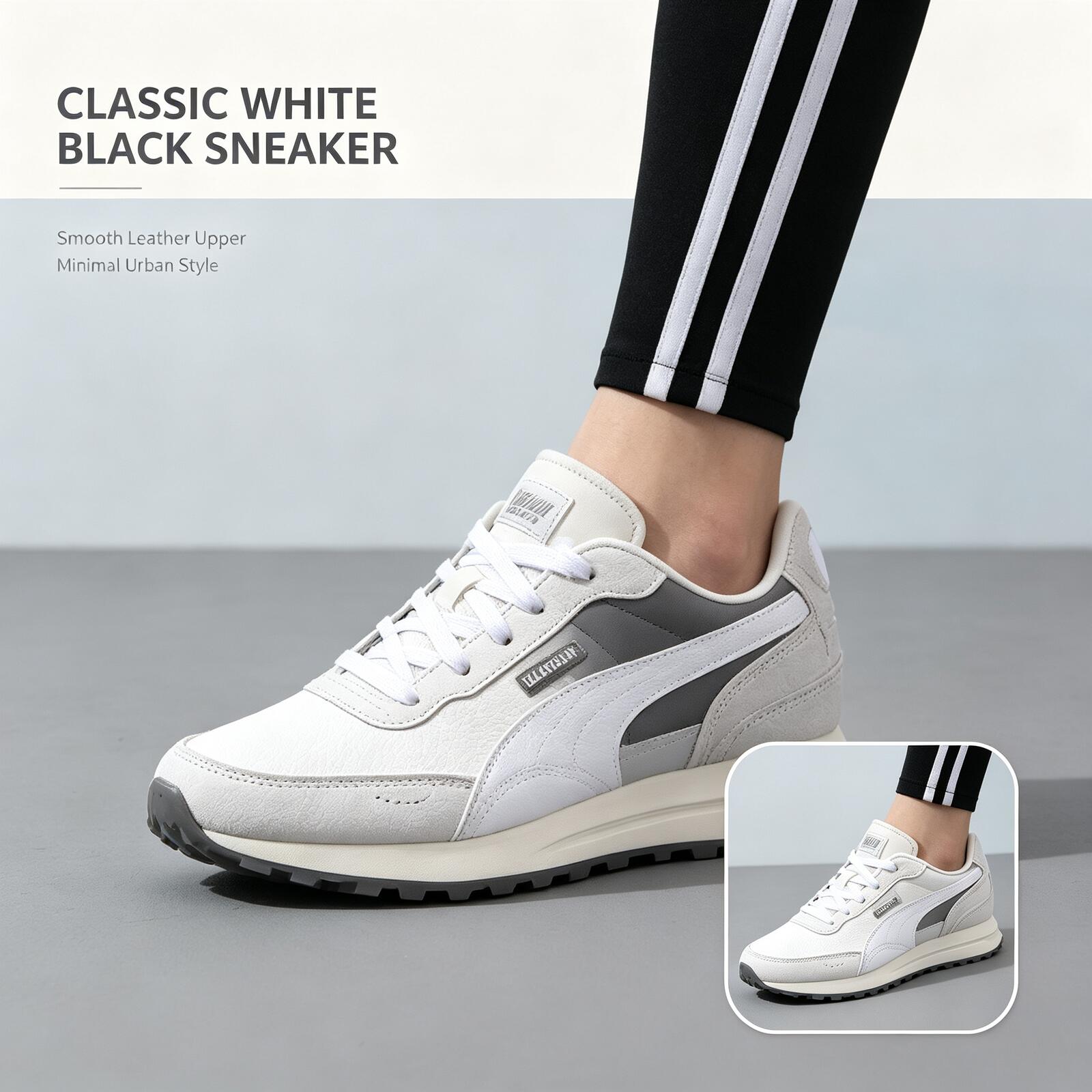 プーマ男性白黒ロートップスニーカークラシッククリーンレザーカ - Men Shoes Puma のレビューと価格