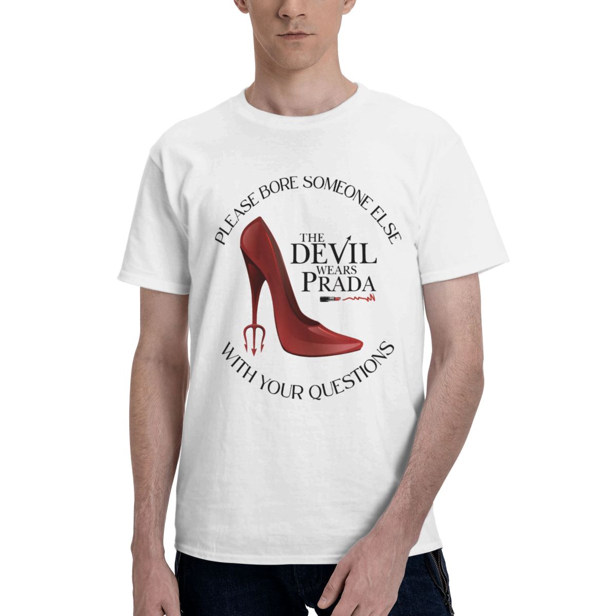 男性赤いハイヒールの靴悪魔はプラダを着ている 2 T シャツ - Men Shoes Prada のレビューと価格