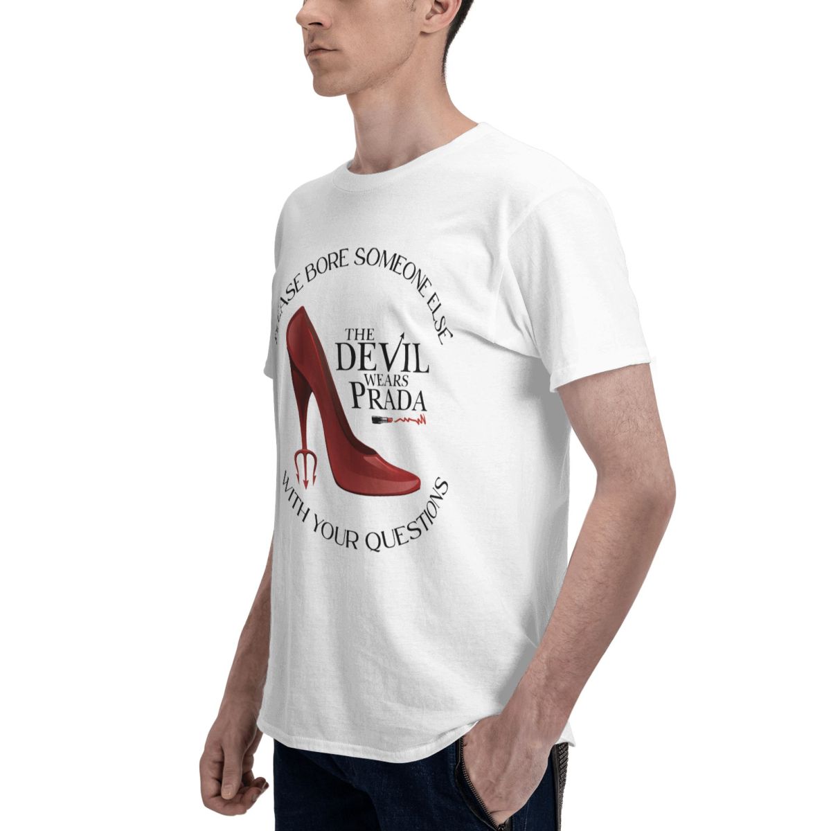 男性赤いハイヒールの靴悪魔はプラダを着ている 2 T シャツ - Men Shoes Prada のレビューと価格