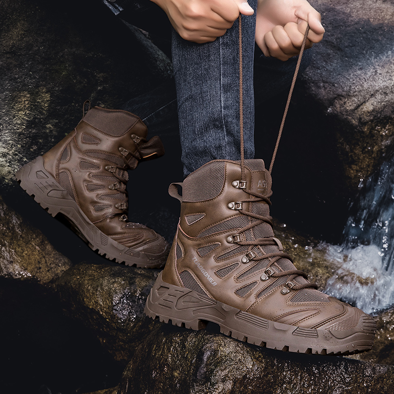 男性の屋外ハイキング戦術ブーツ足首デザートブーツスポーツ登山 - Men Shoes Boots のレビューと価格