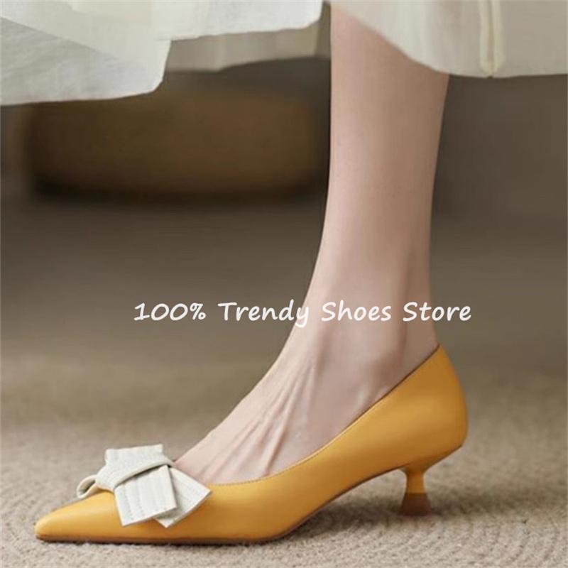 バタフライノット装飾女性スリッポンパンプスフレンチスタイルエ - Dress Shoe Pointed のレビューと価格