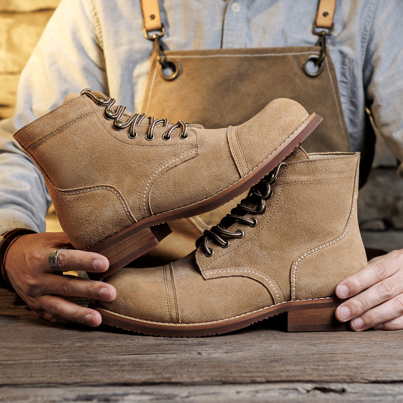 スエードブーツ グッドイヤーウェルト製法 モーターサイクル  - Men Shoes Boots のレビューと価格