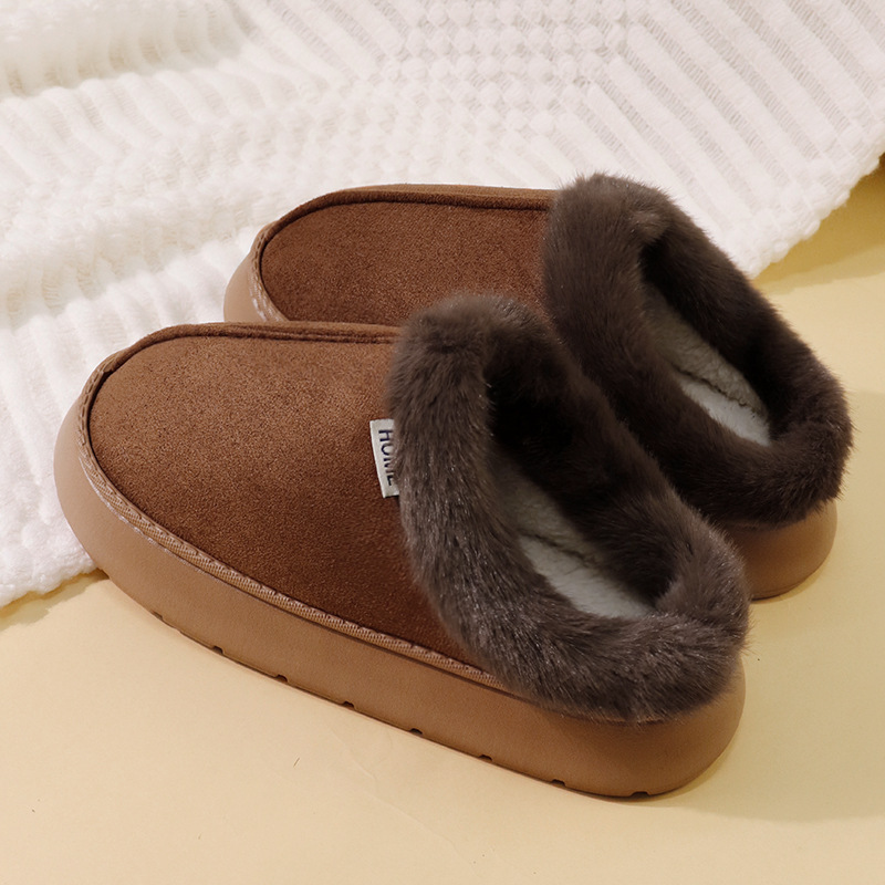 女性男性冬用プラッシュスリッパ、スエードアッパー、暖かいフリ - Men'S Shoes Daily Use のレビューと価格